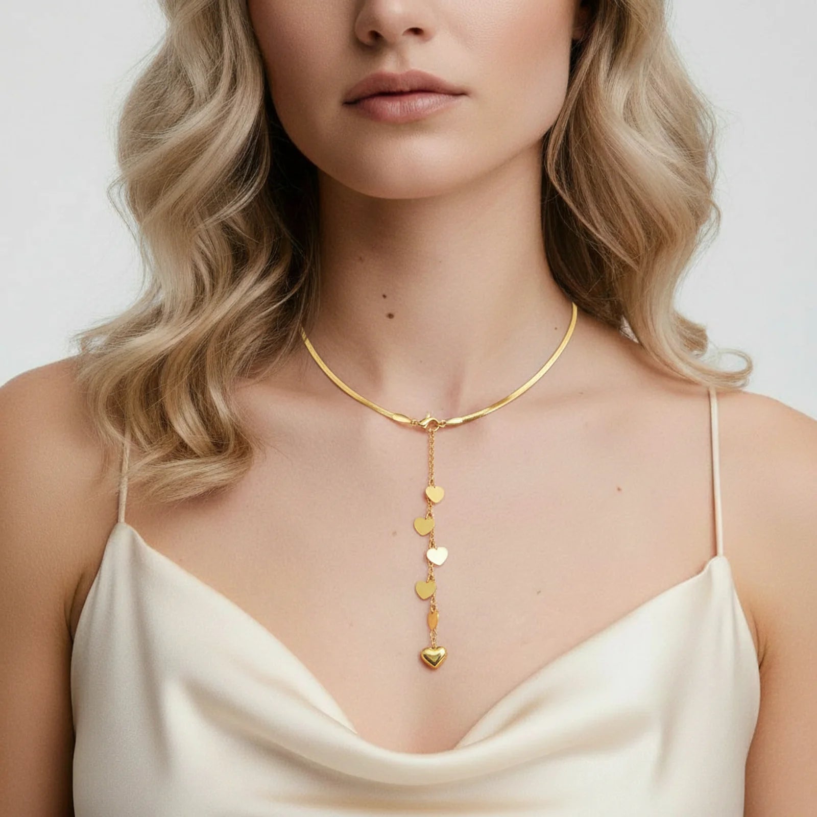 Golden Hearts Cascade Necklace